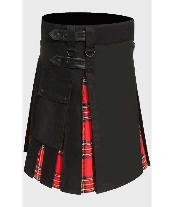 Active Black Utility With Tartan Hybrid Kilt