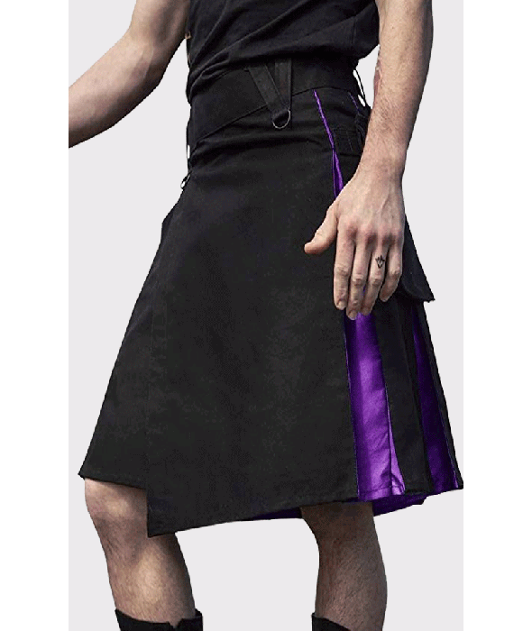Black and Purple Scottish Moderen Hybrid Kilt