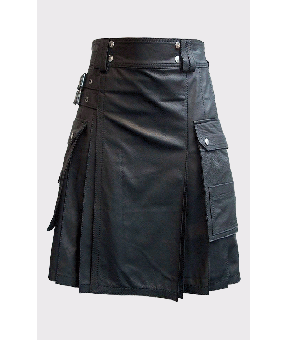 Black leather men,s kilt