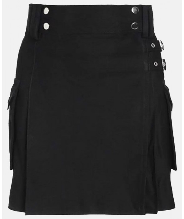 Black Utility Modern Kilt For Women