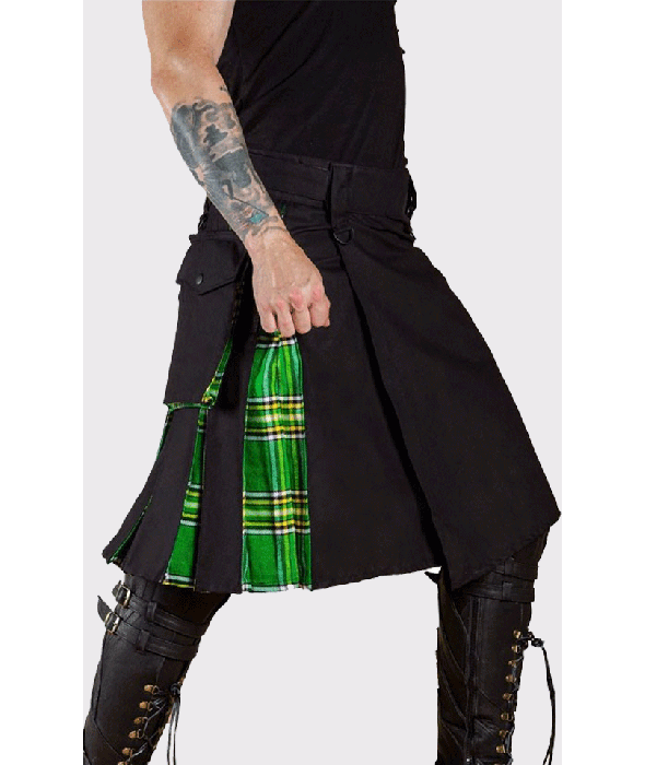 Black Utility With Irish Green Tartan Kilt