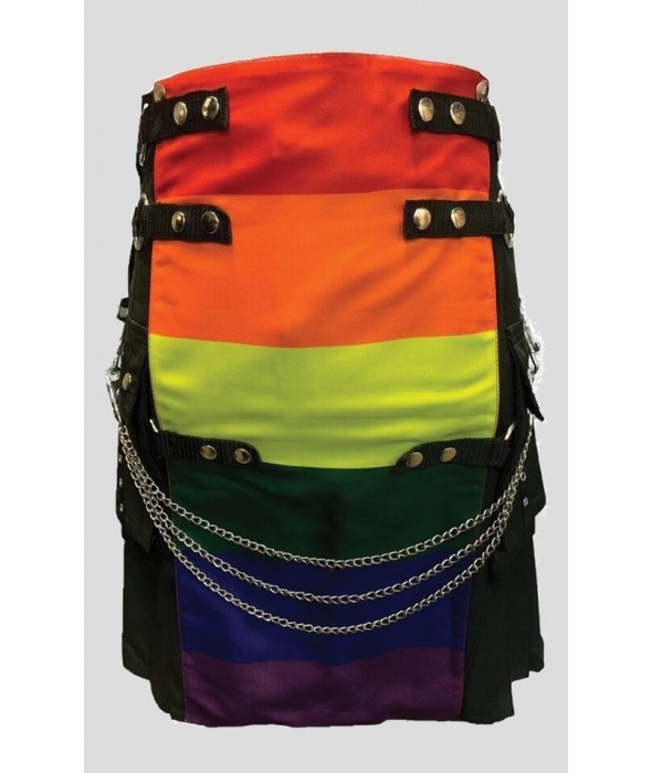 Black and Chrome Rainbow Hybrid Utility Kilt 