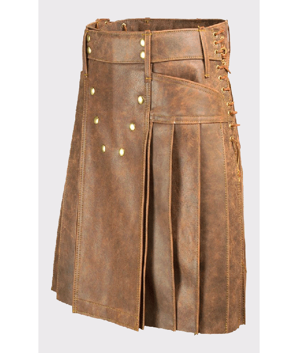 Brown Fashion Leather Kilt For Men