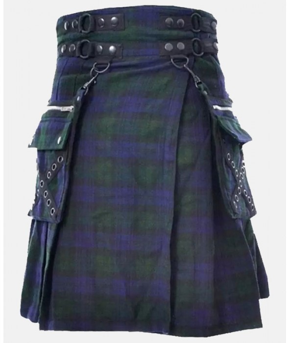 Cato Black Watch Utility Style Tartan Kilt