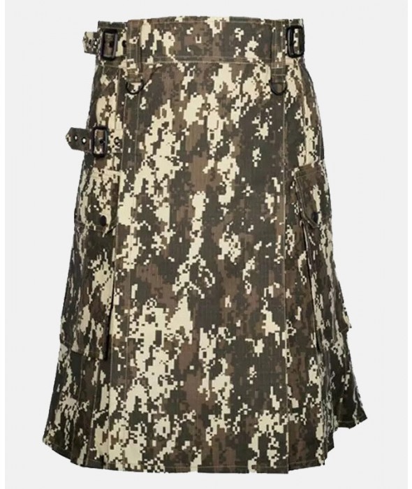 Digital Camo Utility Kilt with Cargo Pockets