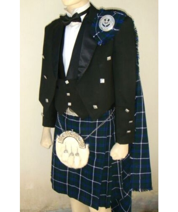 8pcs Scottish Prince Charlie Jacket, Vest & Kilt outfit set