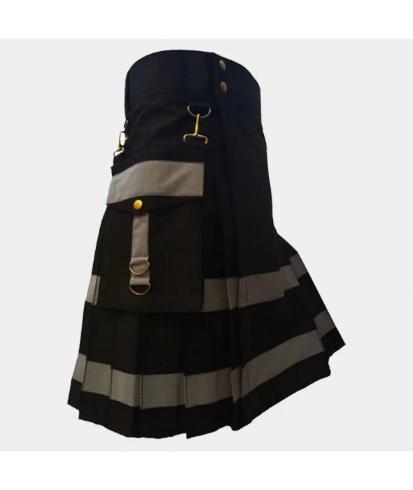Black Style Utility Kilt For Men