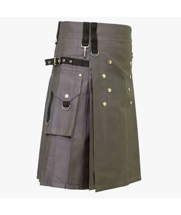 Grey Utility Kilt For Active Man