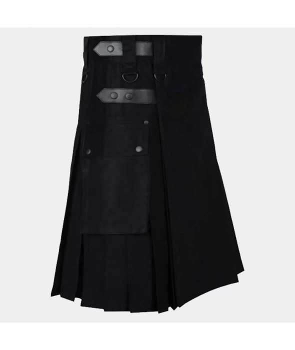 Lautreamont Men Black Utility Kilt