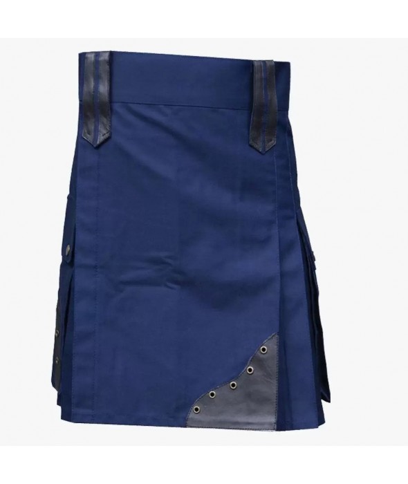 Modern Blue Utility Kilt For Men
