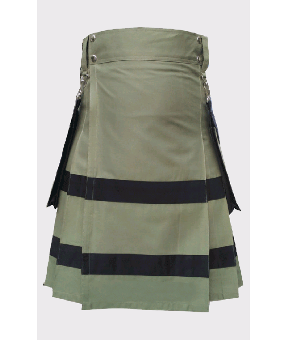 Green Utility Kilt with Black Straps