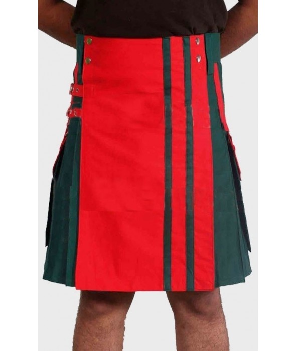 Green And Red Stylish Hybrid Kilt For Man
