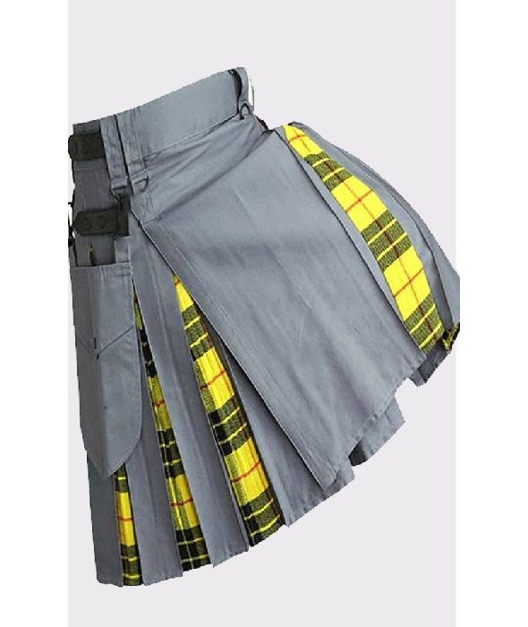 Grey Utility and Tartan Hybrid Kilt