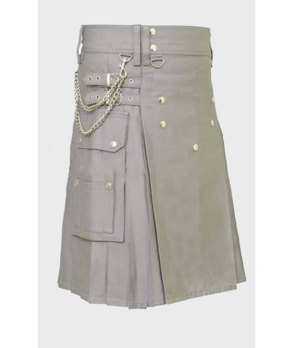 Grey Active Man Fashion Utility Kilt