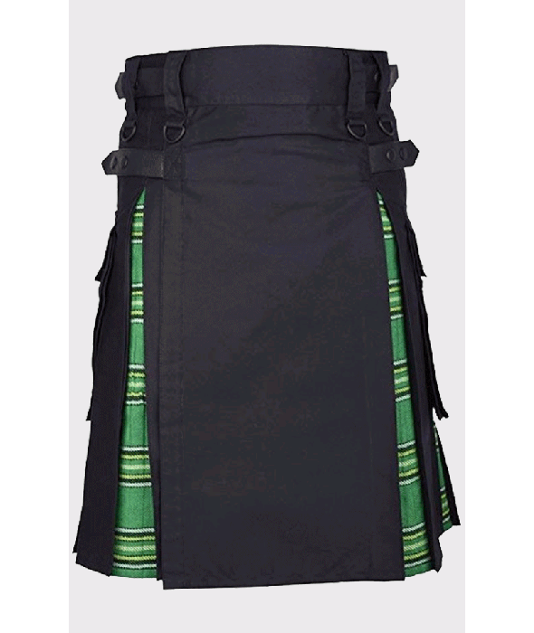 Hybrid Black and Irish Green Tartan Kilt