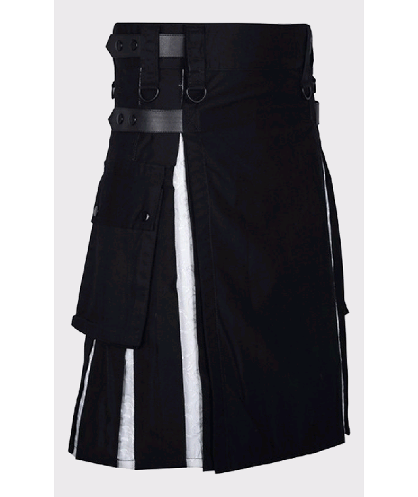 HYBRID BLACK AND WHITE BROCADE PLEATS
