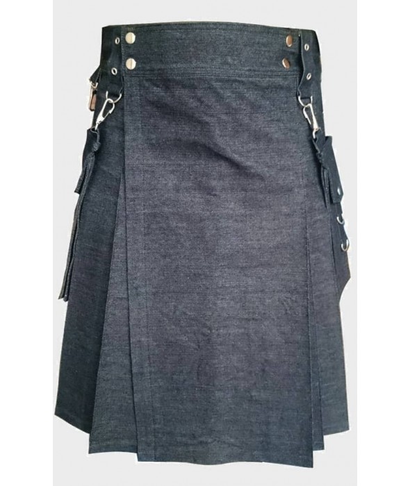 Modern Denim Kilt For Men