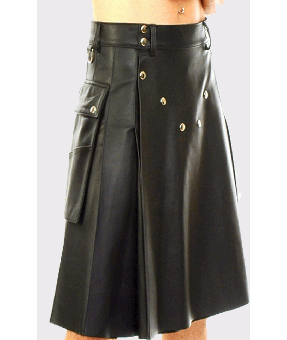 Men,s Black Pride Leather Kilt