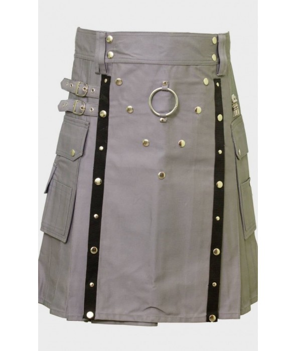 Stylish Grey Gothic Party Kilt