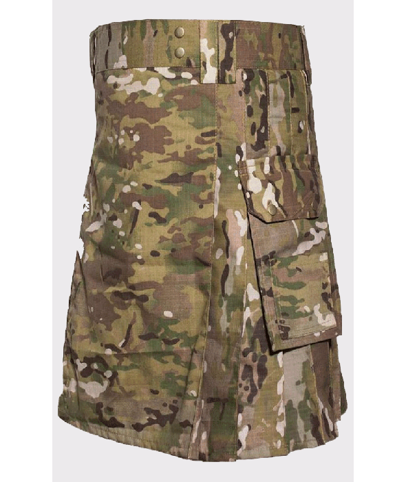 Multi Camouflage Stylish Utility Kilt For Men
