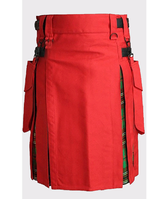 RED UTILITY WITH TARTAN HYBRID KILT