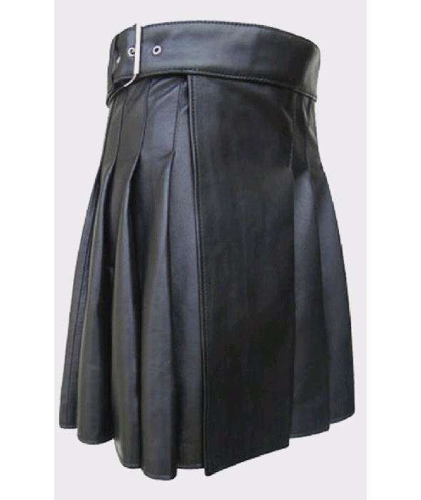 Scottish Black Warrior Leather Kilt