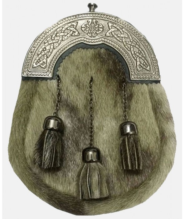 Seal Skin Sporran Celtic Cantle Antique Finish