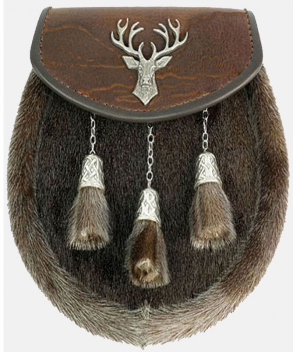 Seal Skin Sporran with Stag Badge
