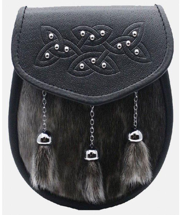 Semi Dress Grey Sealskin Studded Celtic Modern Sporran