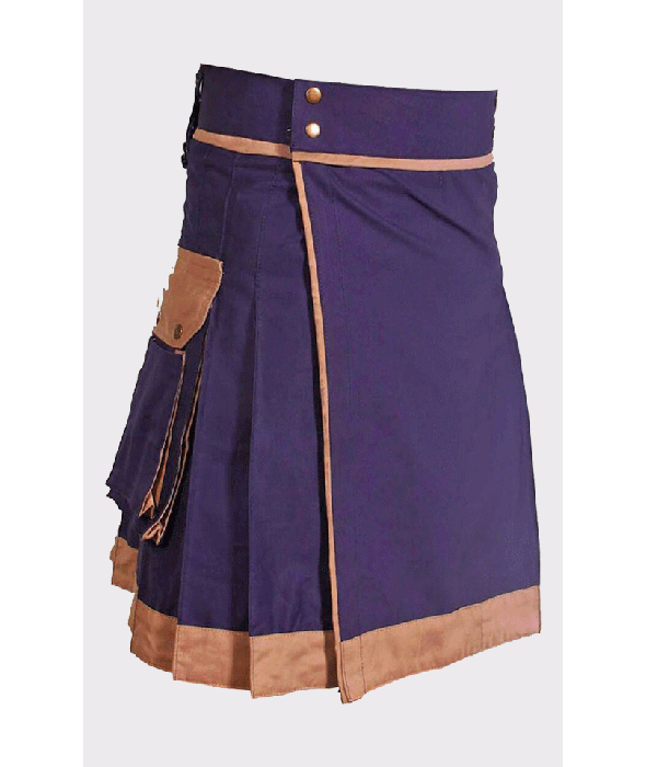 Stylish Blue Utility Kilt For Men