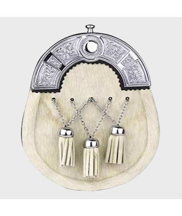 TRADITIONAL CALF SKIN FUR LEATHER SPORRAN