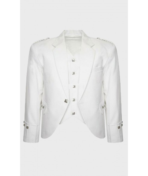 White Scottish Argyle Kilt Jacket &Waistcoat