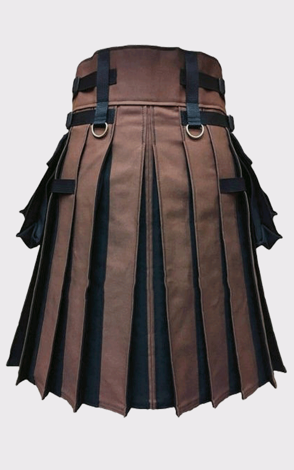 Black and Brown Gothic Hybrid Kilt- Highlander Kilt