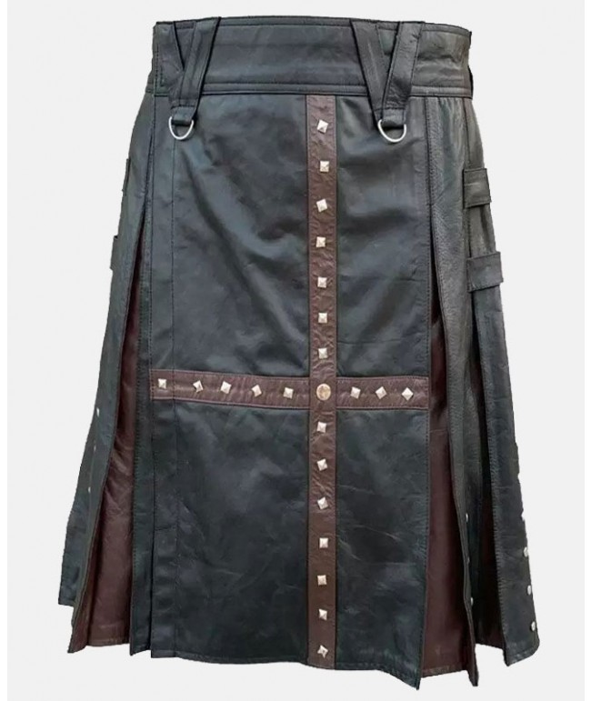 Black & Brown Modern Leather Kilt