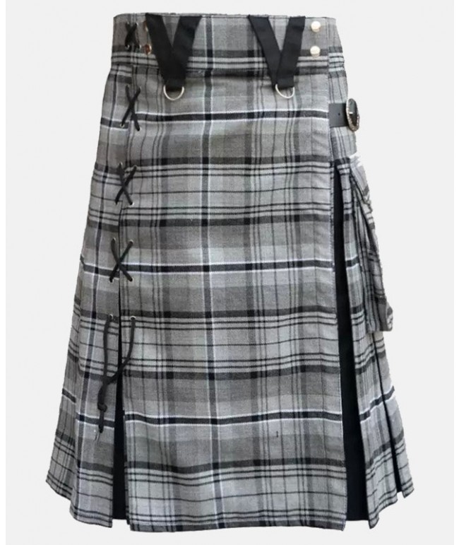 BOX PLEATED GREY HAMILTON MODERN KILT