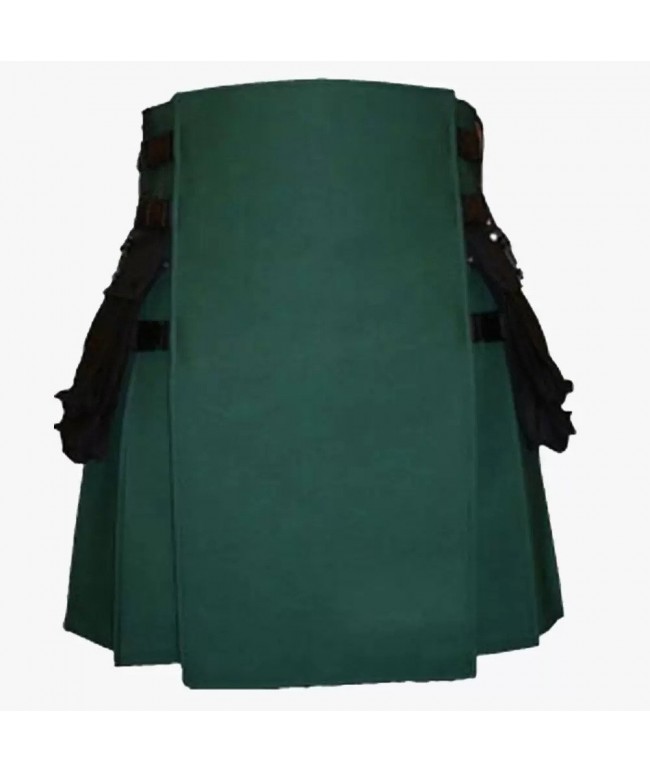Modern Green Kilt With Black Cargo Pockets
