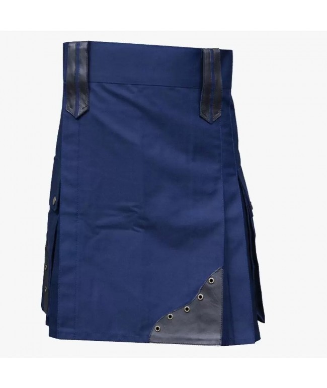 Modern Blue Utility Kilt For Men