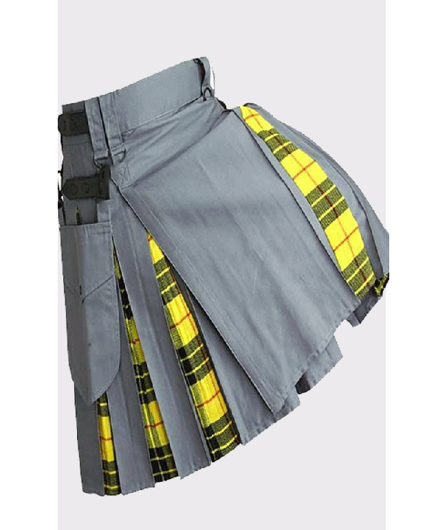 Grey Utility and Tartan Hybrid Kilt