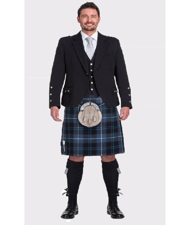 Men,s Scottish Black Argyle Kilt Outfit