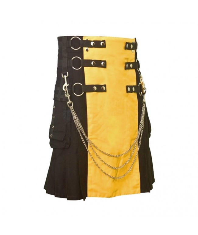Black and Yellow Gothic Hybrid  Utility Kilt