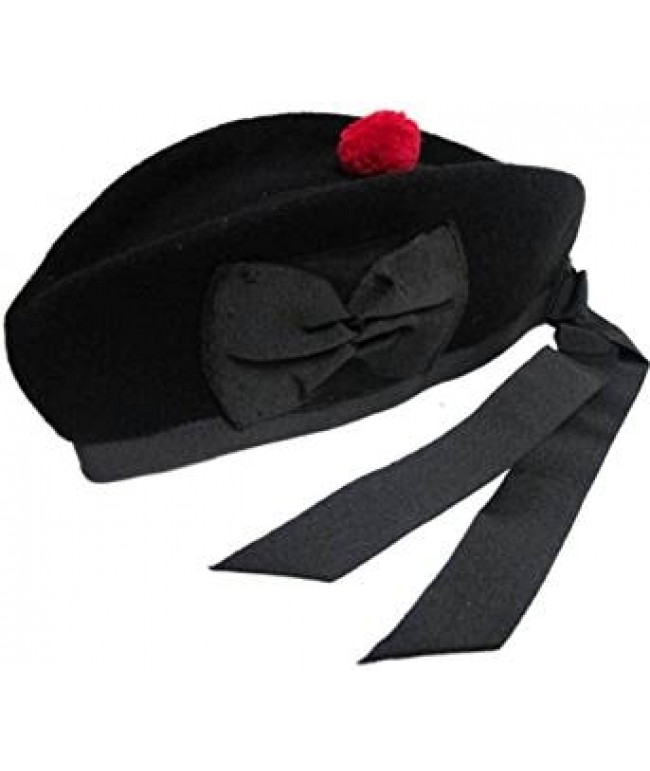 New Glengarry plain Black Wool Scottish Bagpipe Kilt Hat