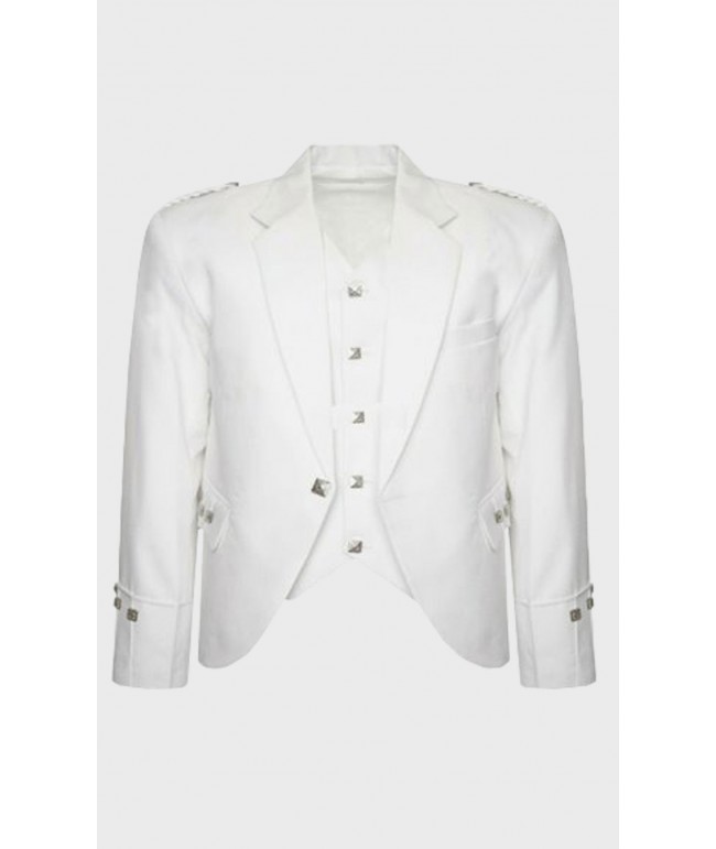 White Scottish Argyle Kilt Jacket &Waistcoat