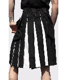 Black and White Scottish Modern Hybrid Kilt 