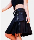 Black Kilt With Cargo Pockets Utility Kilt For Women