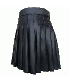 Black Leather Pleated Kilt