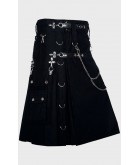 Black Gothic Utility Kilt For Men 