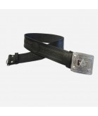 Black Leather Adjustable Kilt Belt with Celtic Buckle