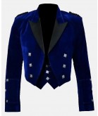 Blue Velvet Prince Charlie Jacket With Waistcoat