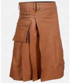 Brown Leather Utility Kilt 
