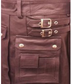 Chocolate Brown Leather Kilt with Cargo Pockets